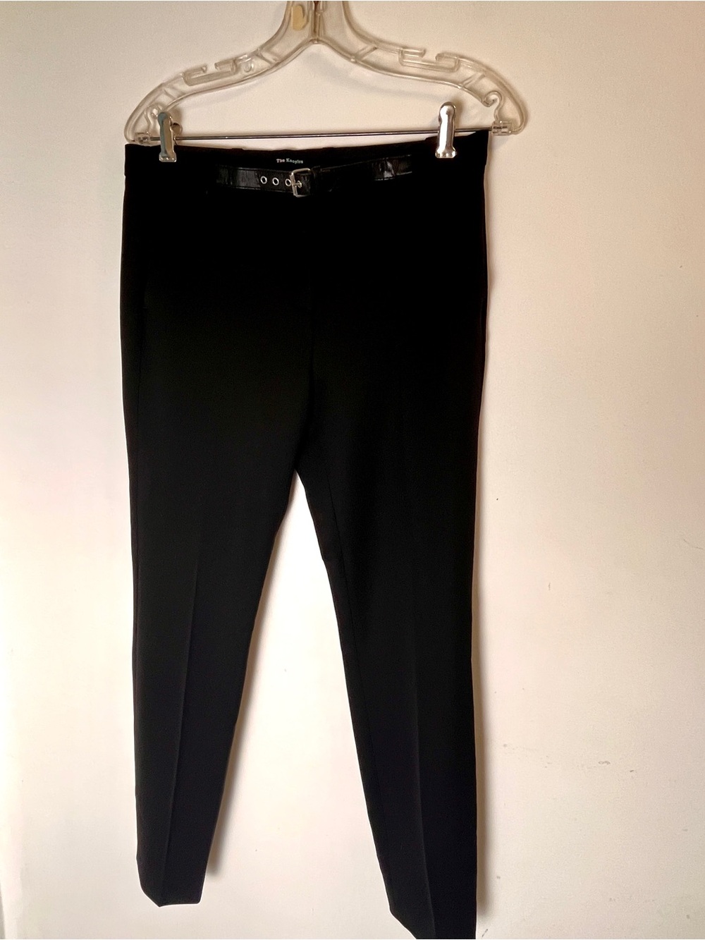 Sz. 38 The Kooples Black Slim Dress Pants with Leather Accent Belt
